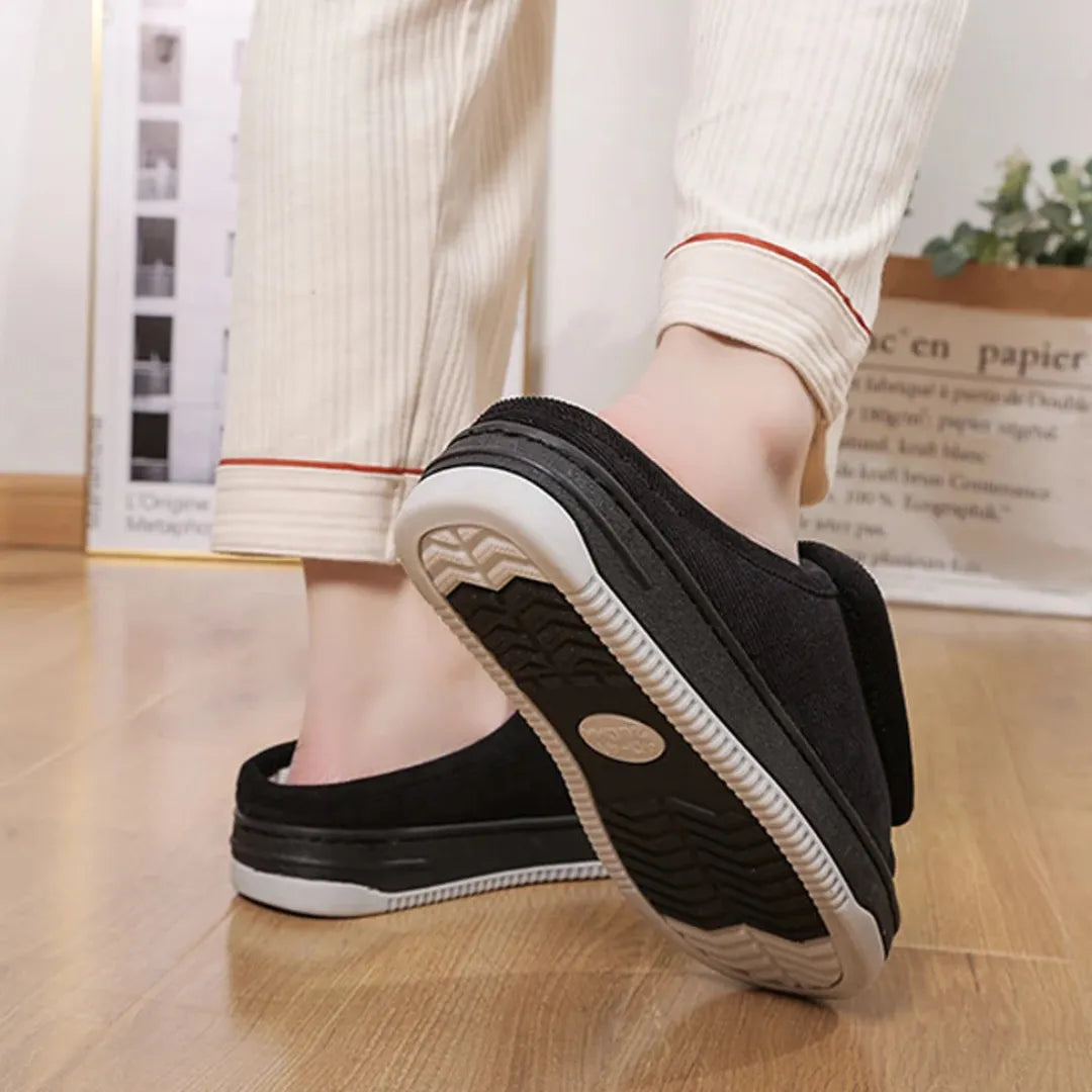 Chaussons Femme Doublés à Scratch – Ajustables, Confortables et Chauds – Intérieur