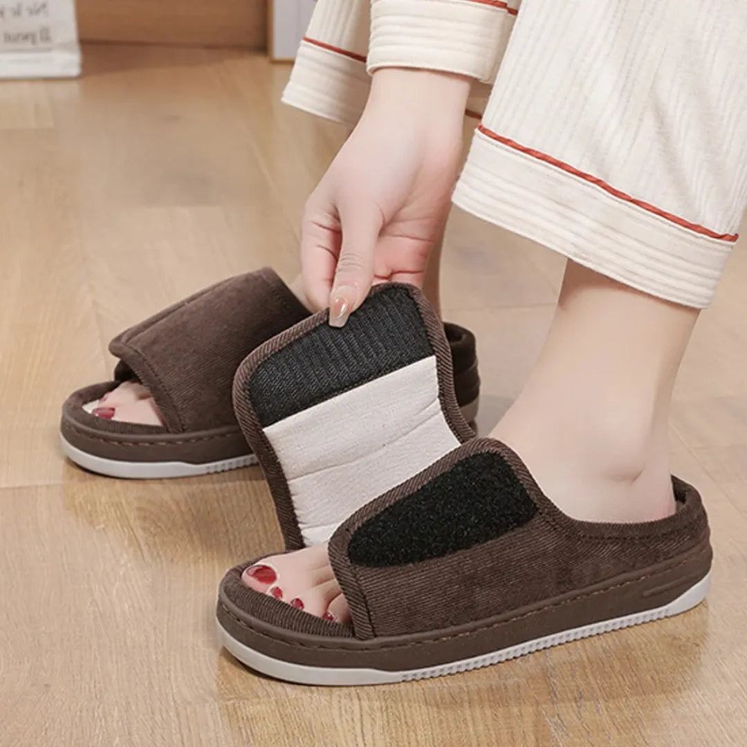 Chaussons Femme Doublés à Scratch – Ajustables, Confortables et Chauds – Intérieur