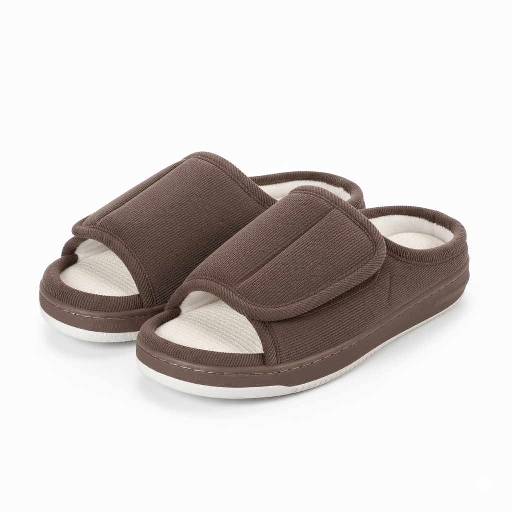Chaussons Femme Doublés à Scratch – Ajustables, Confortables et Chauds – Intérieur