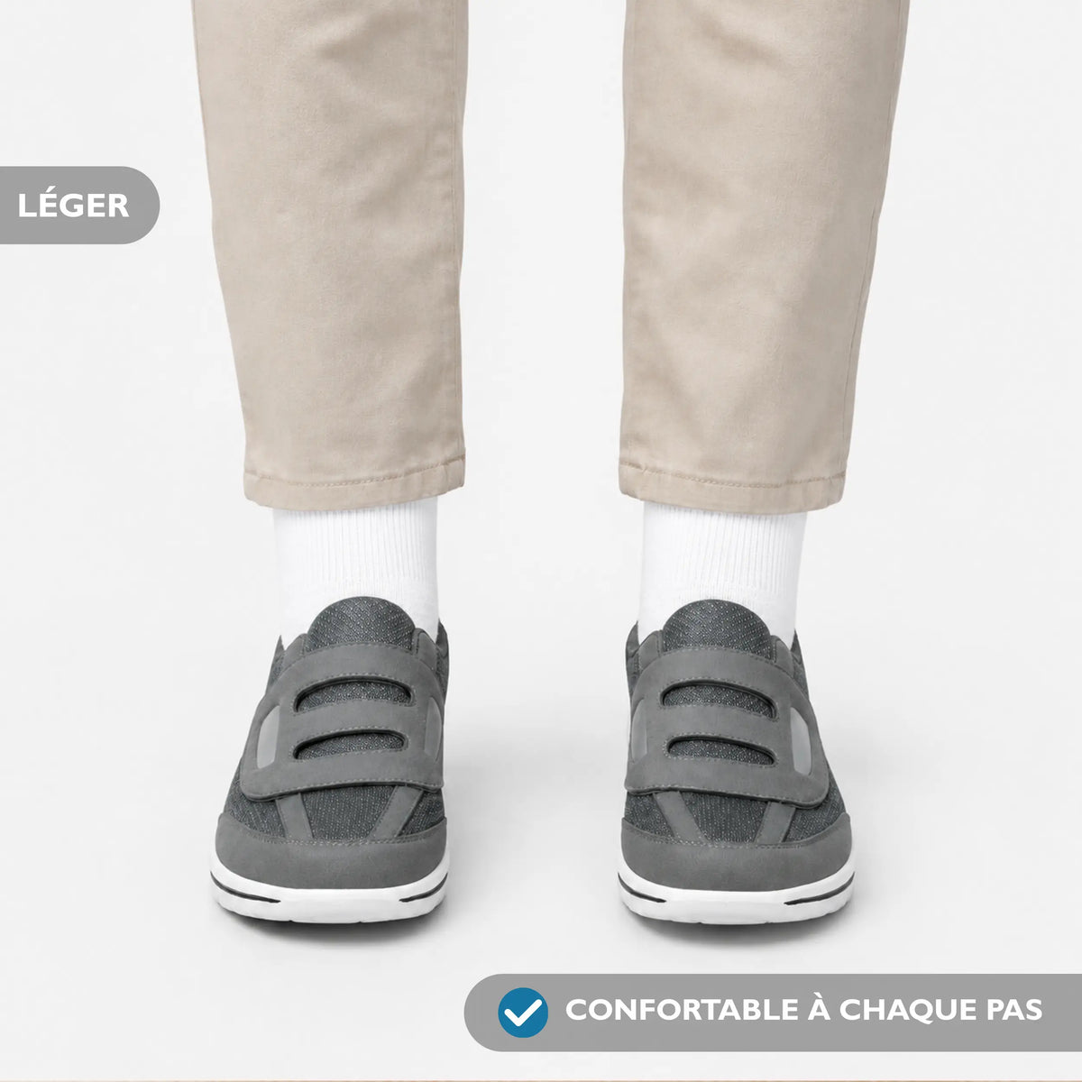 Chaussures Extra Larges avec Fermeture Velcro Réglable et Tige en Maille Respirante