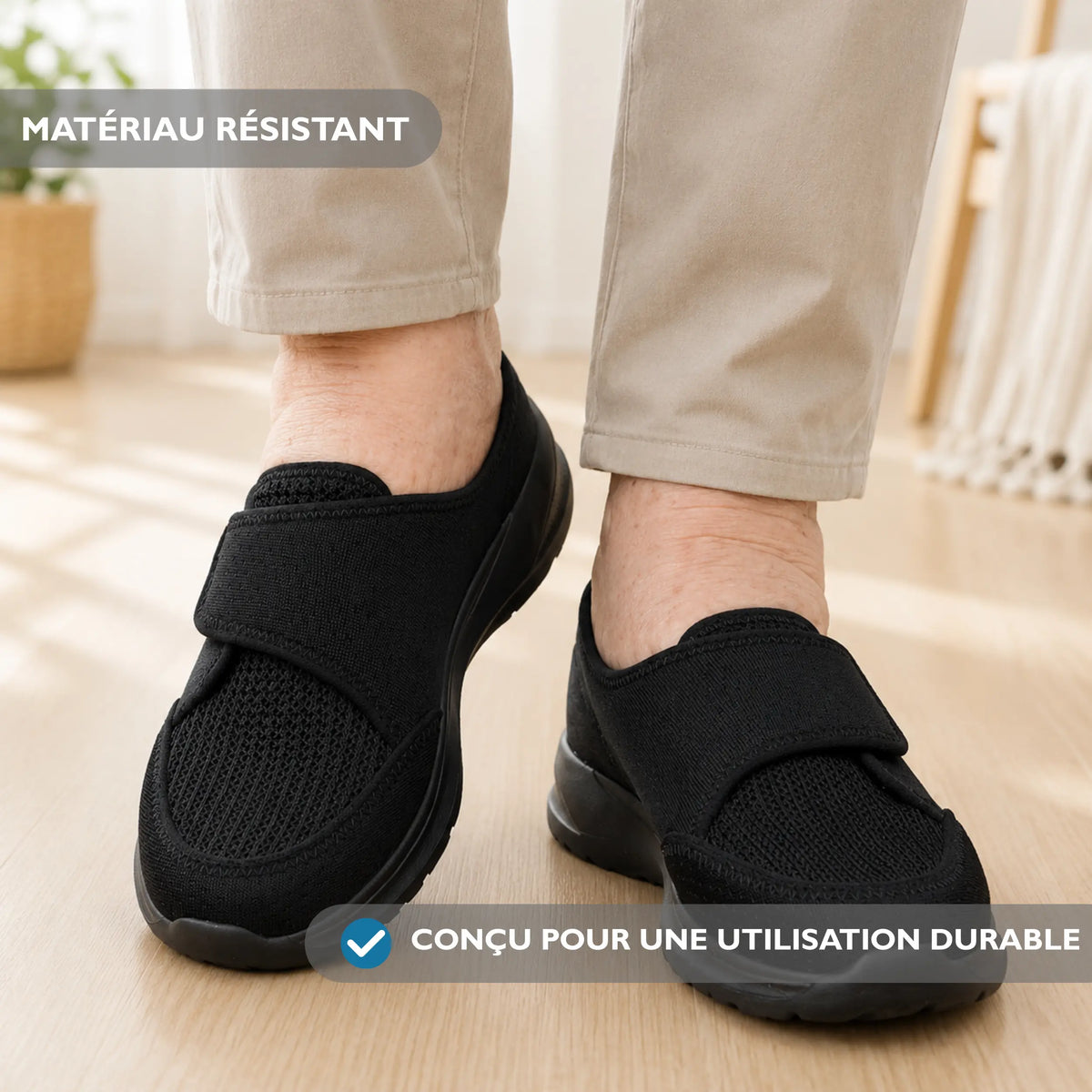 Chaussures Extra Larges Femme Homme avec Fermeture Velcro pour Pieds Larges