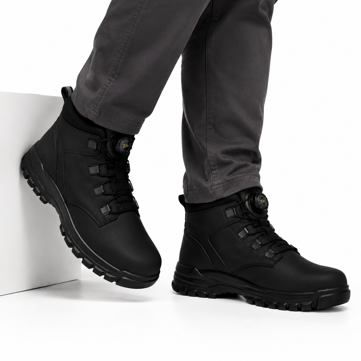 Chaussures Travail Homme Hautes Bout Acier Fermeture Rotative Imperméable Antidérapant
