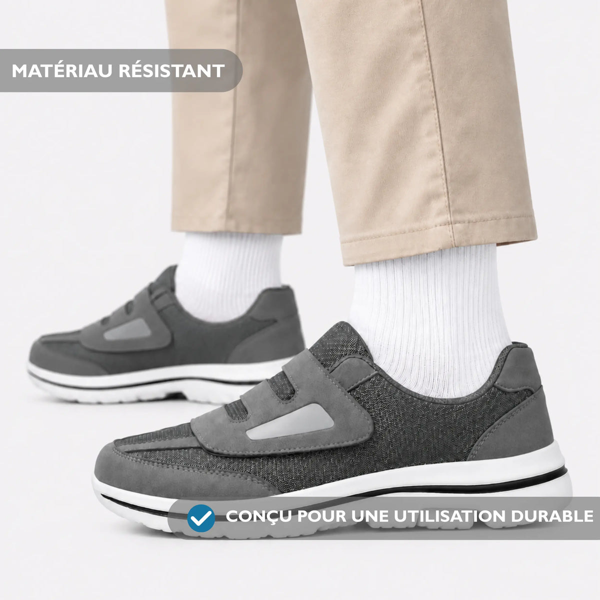 Chaussures Extra Larges avec Fermeture Velcro Réglable et Tige en Maille Respirante