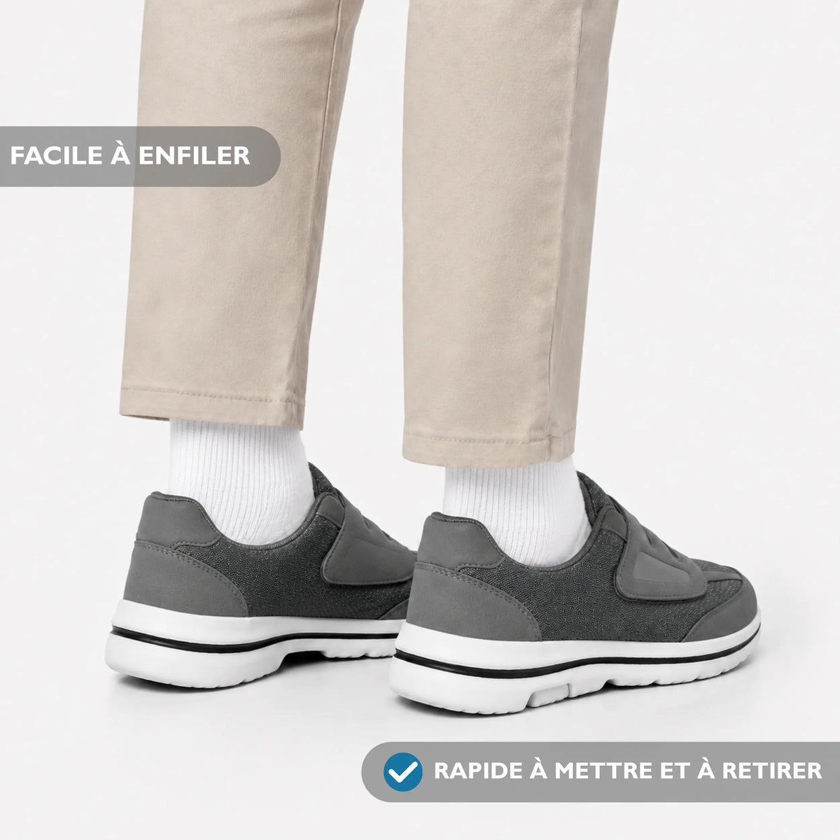 Chaussures Extra Larges avec Fermeture Velcro Réglable et Tige en Maille Respirante
