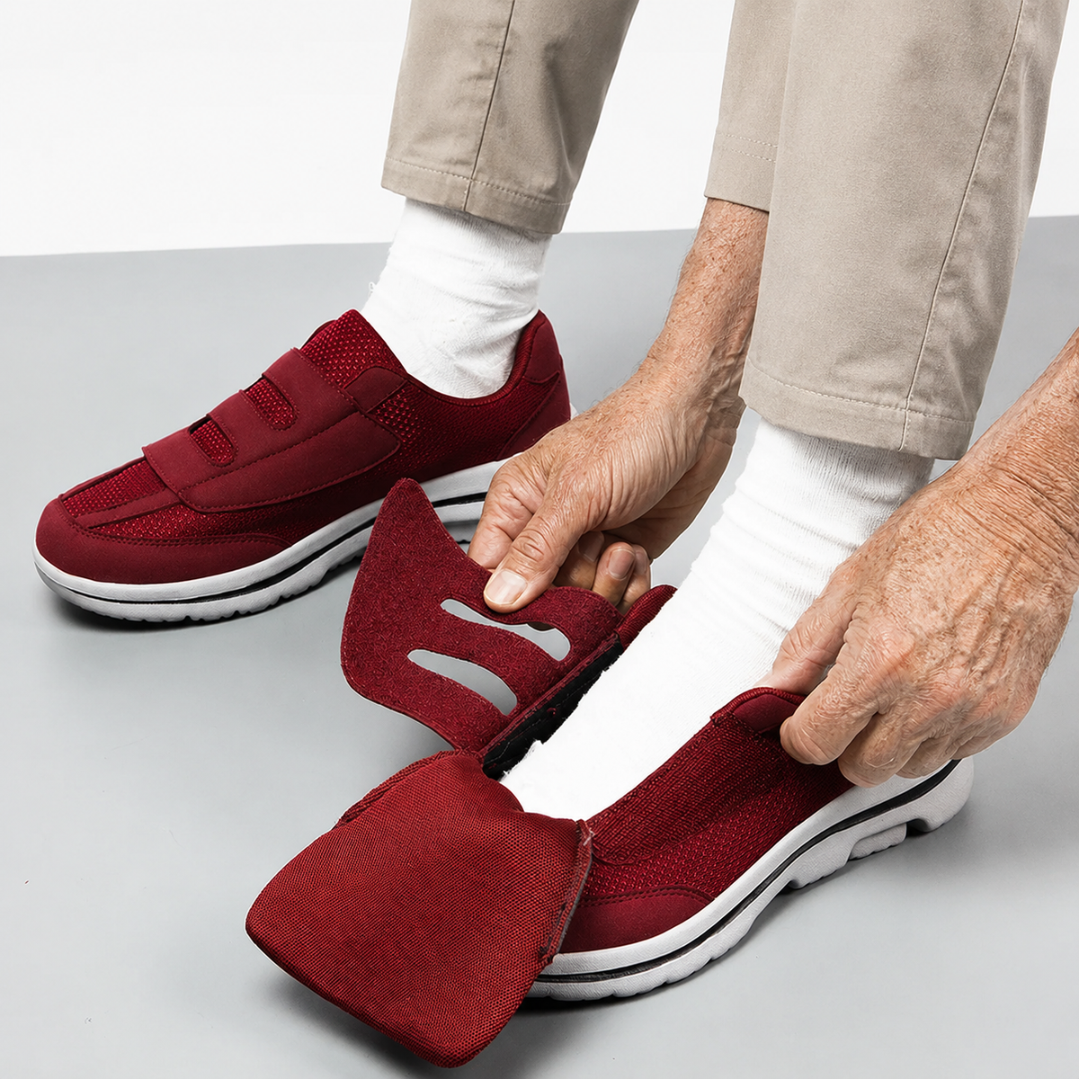 Chaussures Extra Larges avec Fermeture Velcro Réglable et Tige en Maille Respirante