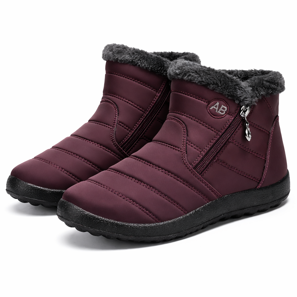 Femmes Bottes d'Hiver Doublées Thermiques Déperlantes Fermeture Zippée