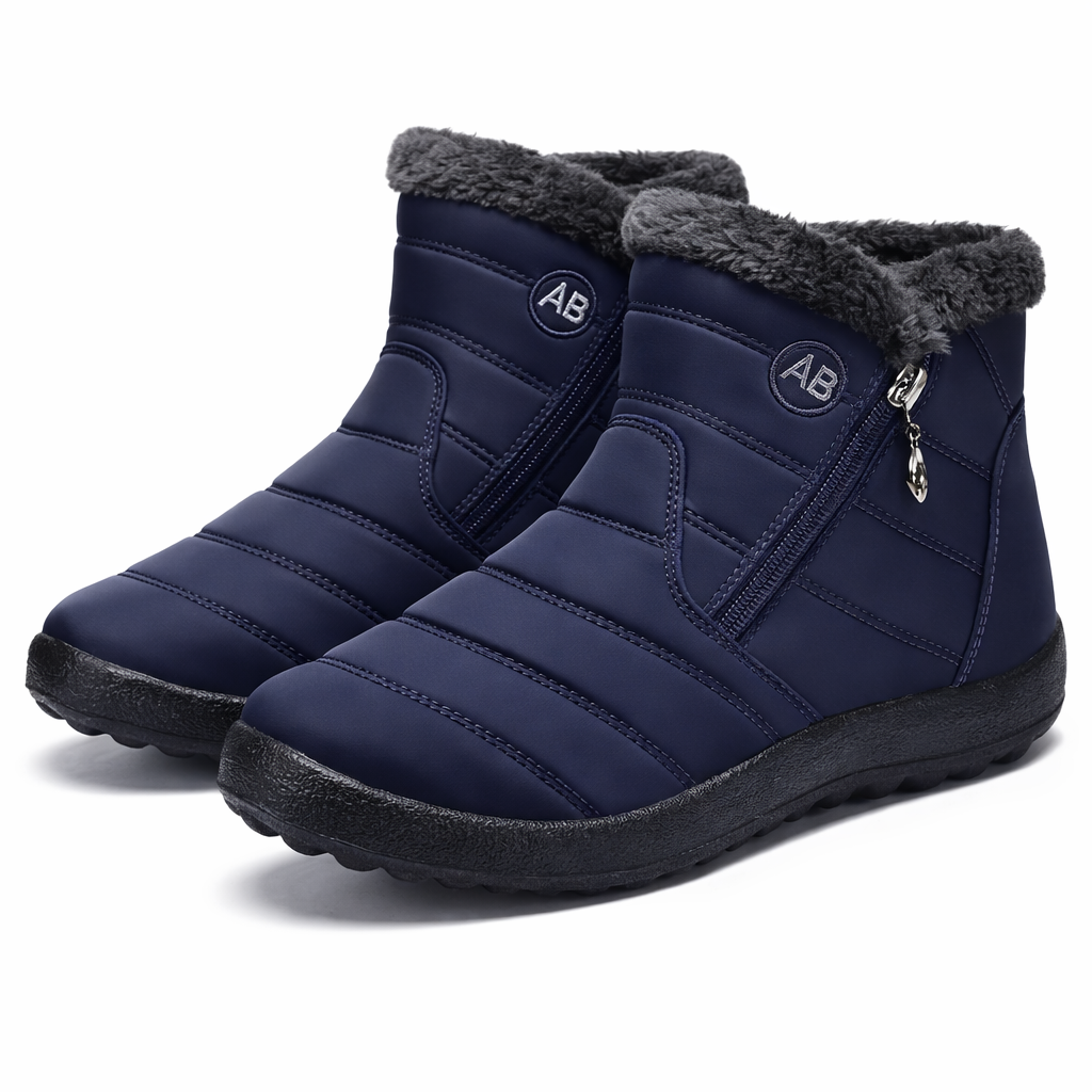 Femmes Bottes d'Hiver Doublées Thermiques Déperlantes Fermeture Zippée