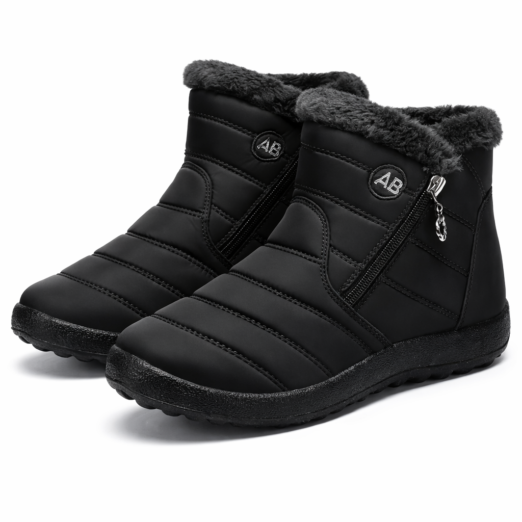 Femmes Bottes d'Hiver Doublées Thermiques Déperlantes Fermeture Zippée