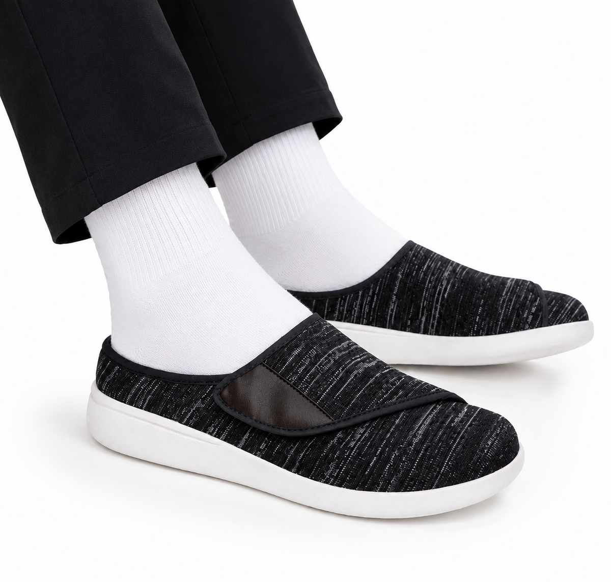 Chaussures Sans Lacets Extra Larges Velcro Respirantes et Semelle Antidérapante