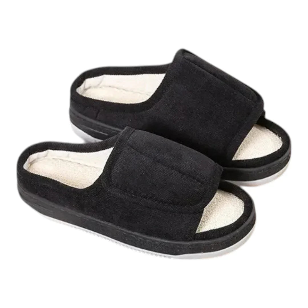 Chaussons Femme Doublés à Scratch – Ajustables, Confortables et Chauds – Intérieur