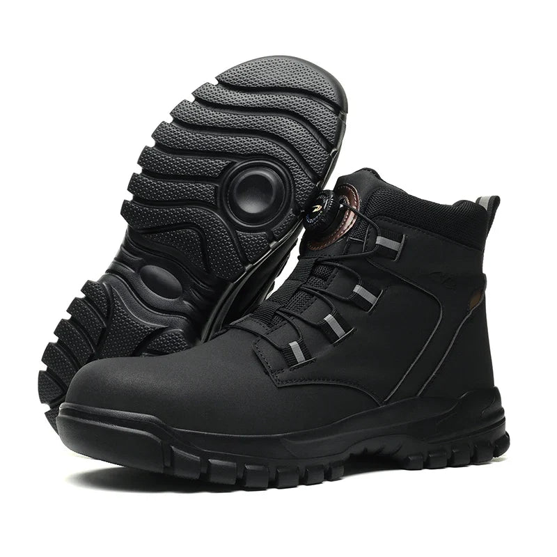 Chaussures Travail Homme Hautes Bout Acier Fermeture Rotative Imperméable Antidérapant
