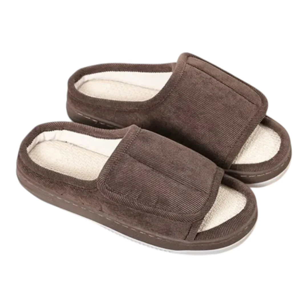 Chaussons Femme Doublés à Scratch – Ajustables, Confortables et Chauds – Intérieur