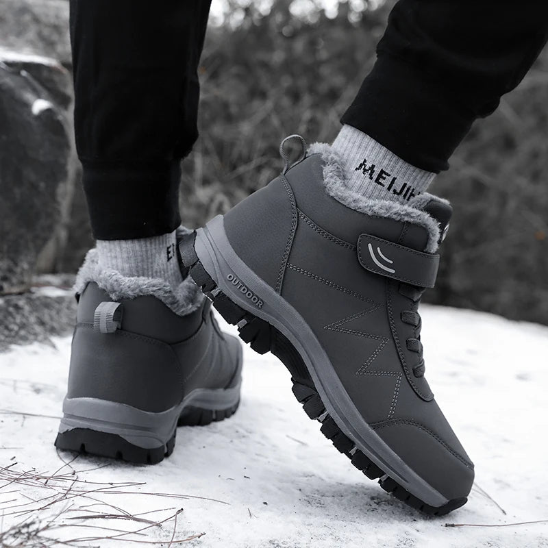Femmes Hommes Bottes d'Hiver Doublées Déperlantes Antidérapantes Semelle Amortissante
