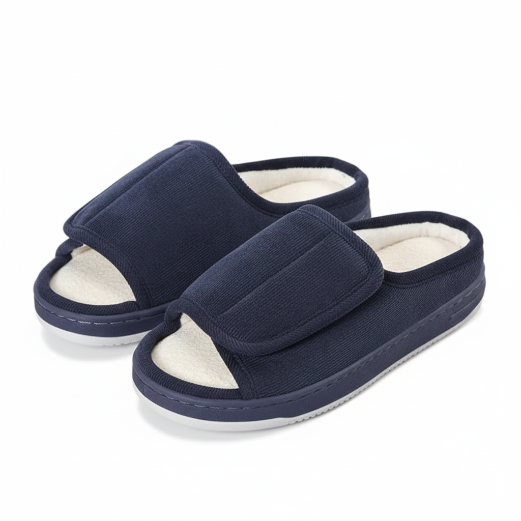 Chaussons Femme Doublés à Scratch – Ajustables, Confortables et Chauds – Intérieur