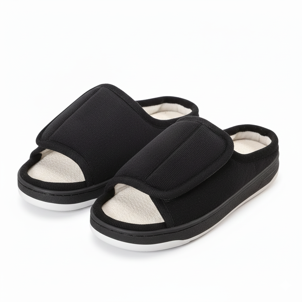Chaussons Femme Doublés à Scratch – Ajustables, Confortables et Chauds – Intérieur