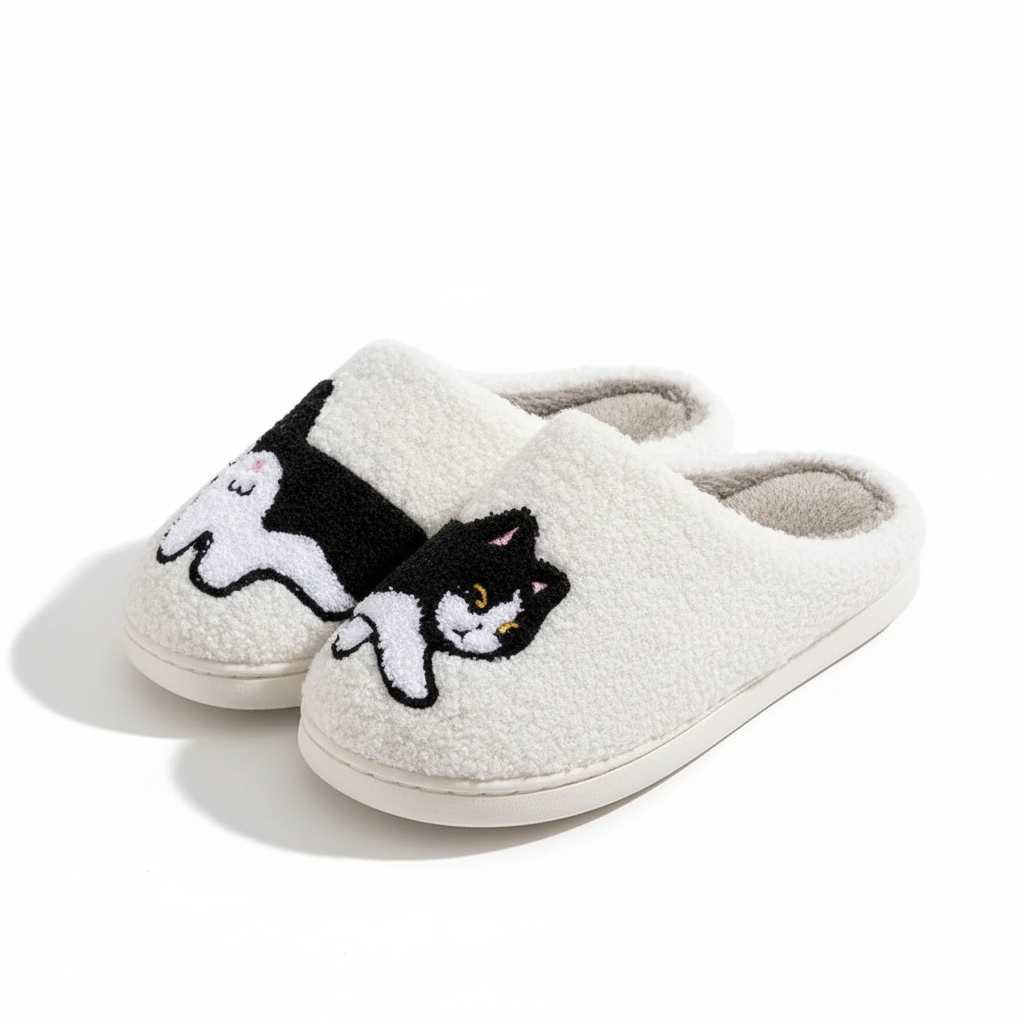 Chaussons Femme Chauds avec Motifs Animaliers – Doux, Confortables et Antidérapants